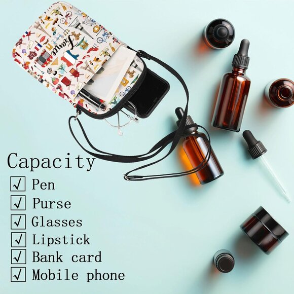 France Paris Landmarks Cross Body Shoulder Bag for Women Unisex Souvenir Gift - Picture 5 of 7